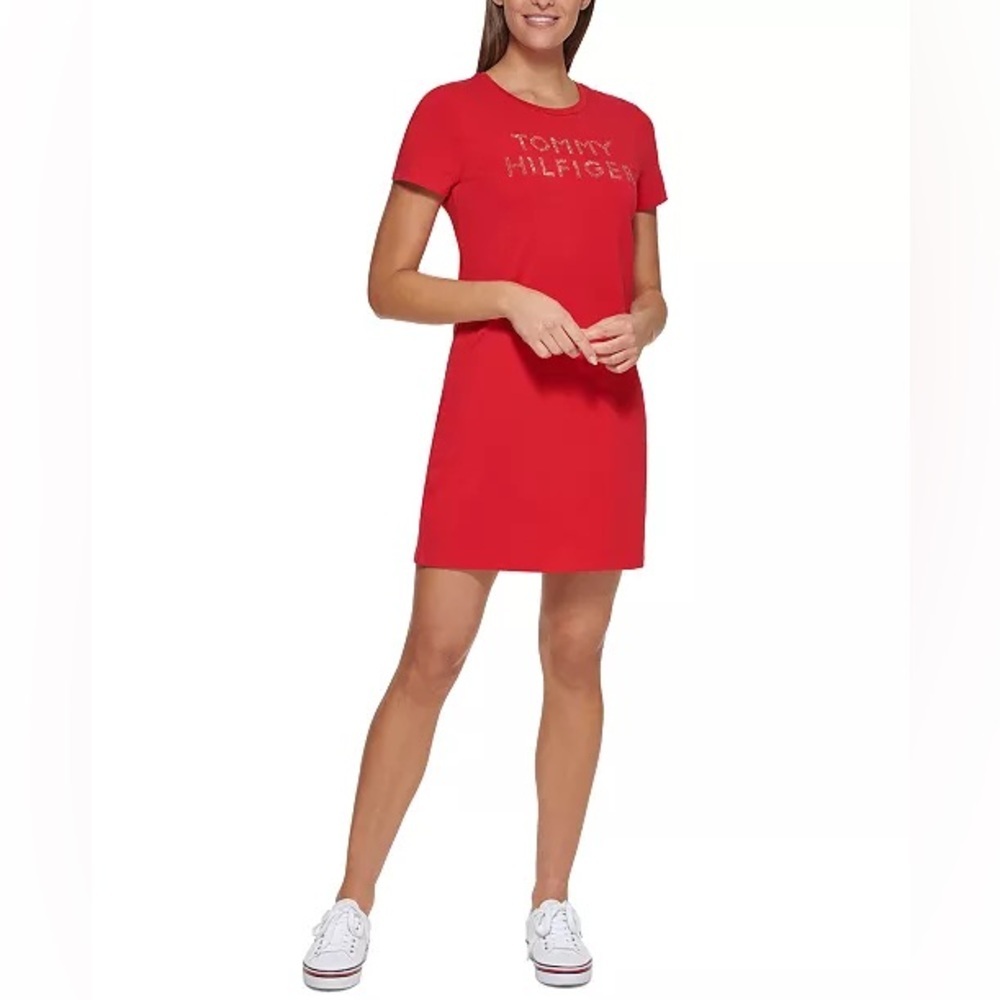 Tommy Hilfiger Women's Relaxed Short Sleeve Logo T-Shirt Dress NWT Size M